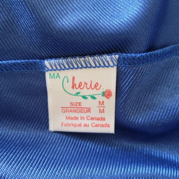 Vintage Nylon Slip Maxi Long Dress Night Gown Royal Blue White Lace Size Medium - Picture 7 of 7